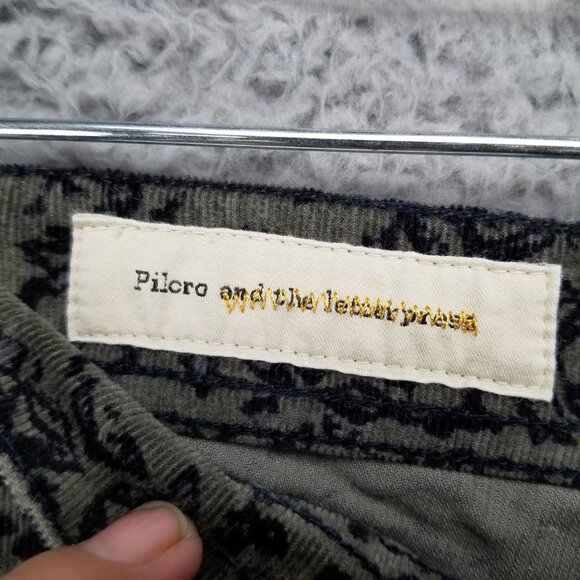Pilcro Jeans Womens 28 Serif Olive Green Camo Print Corduroy Skinny Stretch - Picture 4 of 15